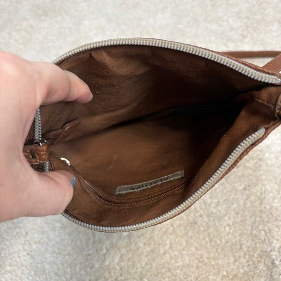 Kenneth Cole Reaction Brown Faux Leather Pebble Crossbody Bag - Picture 5 of 7